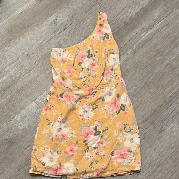 Abercrombie & Fitch Dresses & Skirts - Abercrombie & Fitch Floral One-Shoulder Mini Dress - Yellow and Pink